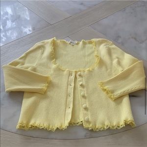 For love and lemons yellow knitted cardigan sweater sweatshirt XL EUC